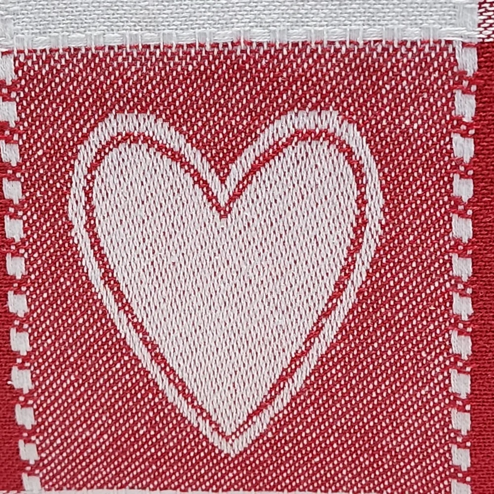 Rachel Zoe Red And White Hearts Woven Check‎ Cotton Tablecloth 60x84in Oblong